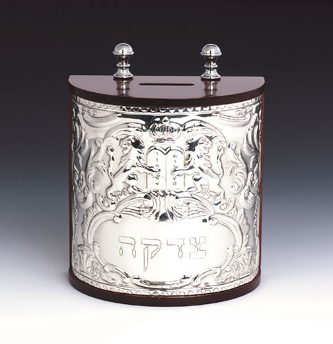 see specials on silver Hanukah menorah - Silver Charity Box